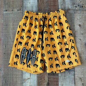 Air Jordan Brand Mens Size Small Yellow & Black Cheetah Animal Print Mesh Shorts